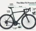 Diagram of a road bike showing the key bike fit measurements: saddle height, saddle setback, reach, handlebar drop, cleat position and lever reach